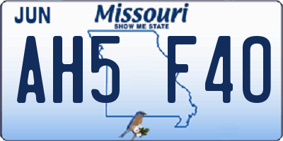 MO license plate AH5F4O