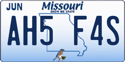 MO license plate AH5F4S
