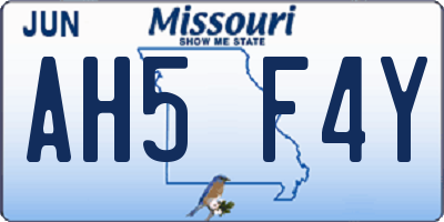 MO license plate AH5F4Y