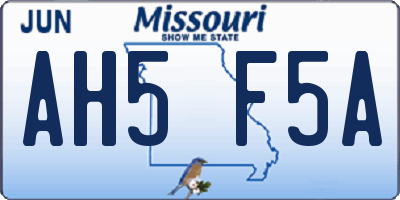 MO license plate AH5F5A