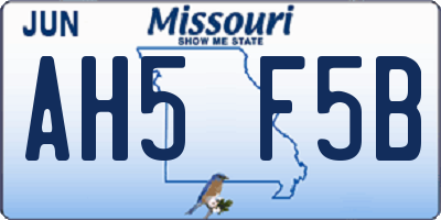 MO license plate AH5F5B