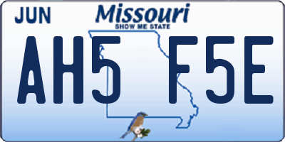 MO license plate AH5F5E