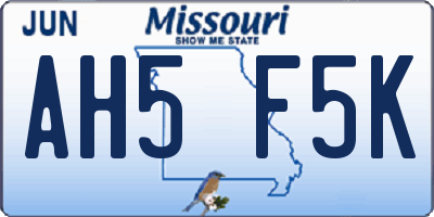MO license plate AH5F5K