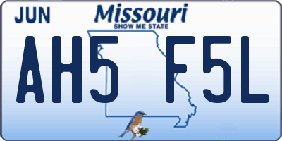 MO license plate AH5F5L