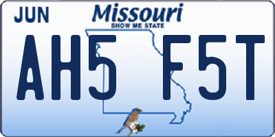 MO license plate AH5F5T