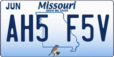 MO license plate AH5F5V