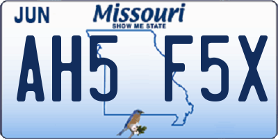 MO license plate AH5F5X