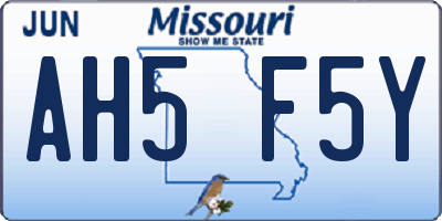 MO license plate AH5F5Y