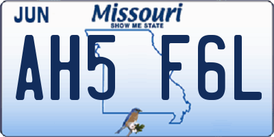MO license plate AH5F6L