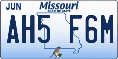 MO license plate AH5F6M