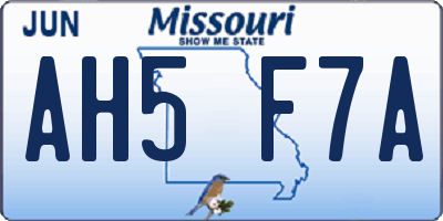 MO license plate AH5F7A