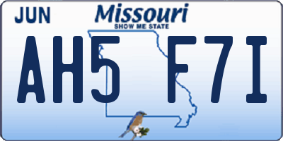 MO license plate AH5F7I