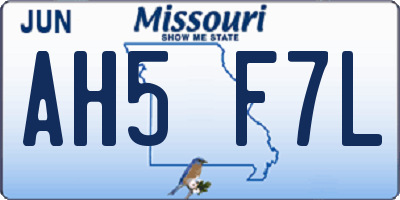 MO license plate AH5F7L