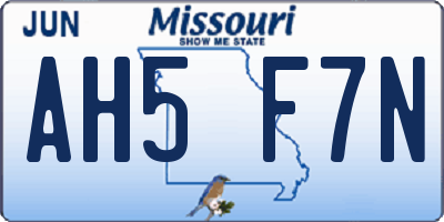 MO license plate AH5F7N