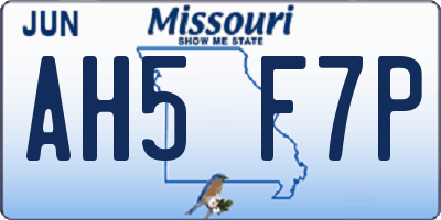 MO license plate AH5F7P