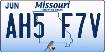 MO license plate AH5F7V