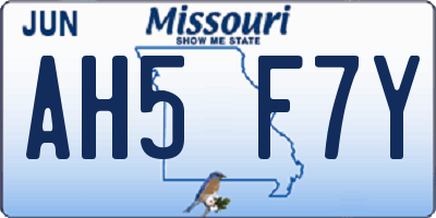 MO license plate AH5F7Y