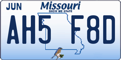 MO license plate AH5F8D