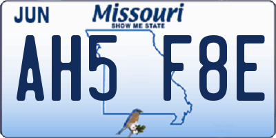 MO license plate AH5F8E