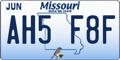MO license plate AH5F8F