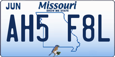 MO license plate AH5F8L