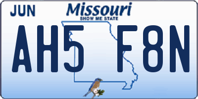MO license plate AH5F8N