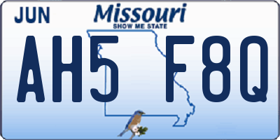 MO license plate AH5F8Q