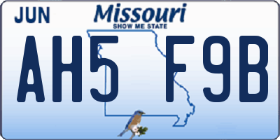 MO license plate AH5F9B