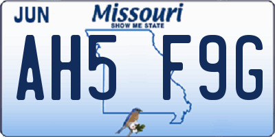 MO license plate AH5F9G