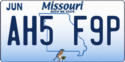 MO license plate AH5F9P