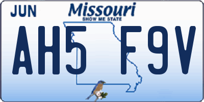 MO license plate AH5F9V