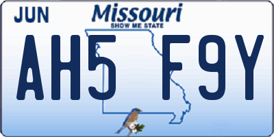 MO license plate AH5F9Y