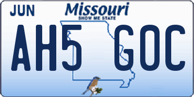 MO license plate AH5G0C