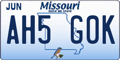 MO license plate AH5G0K
