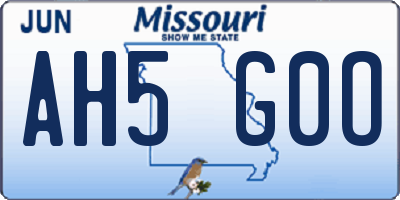 MO license plate AH5G0O