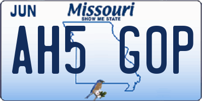 MO license plate AH5G0P