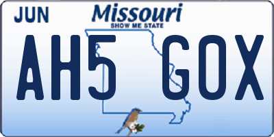 MO license plate AH5G0X