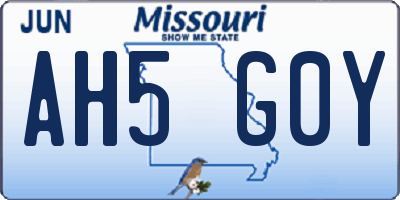 MO license plate AH5G0Y