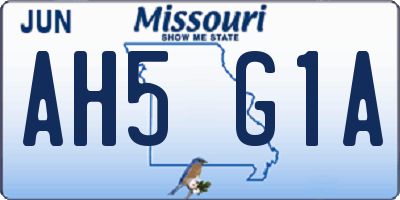 MO license plate AH5G1A