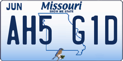 MO license plate AH5G1D
