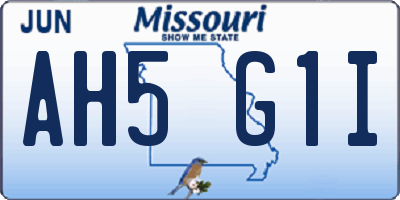 MO license plate AH5G1I