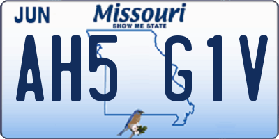 MO license plate AH5G1V