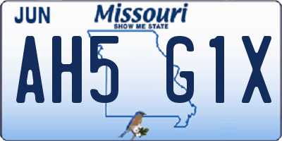 MO license plate AH5G1X