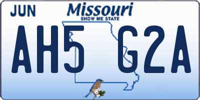 MO license plate AH5G2A