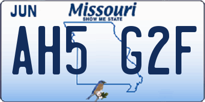 MO license plate AH5G2F