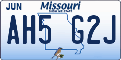 MO license plate AH5G2J