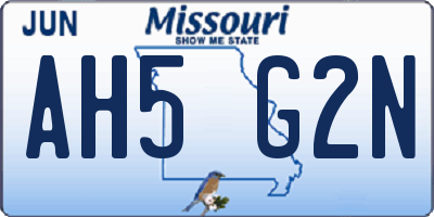 MO license plate AH5G2N