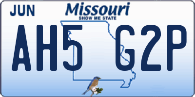 MO license plate AH5G2P