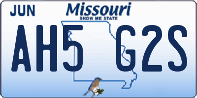 MO license plate AH5G2S