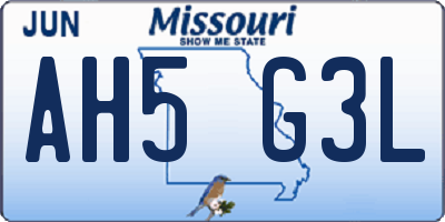 MO license plate AH5G3L